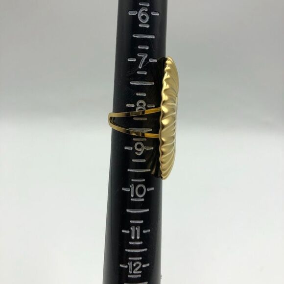 18k Gold Plated Women's Large Round Flower Statement Ring Open Back Waterproof - Picture 8 of 9